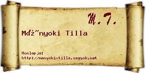 Mányoki Tilla névjegykártya